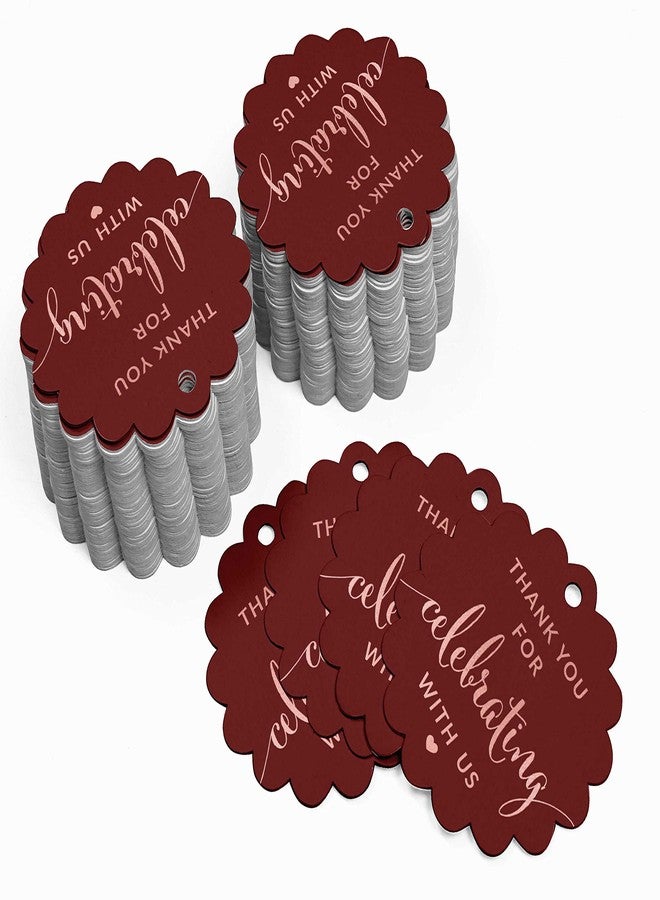 Inkdotpot بطاقات تعليق ورقية من رقائق الذهب الوردي من إنكدوتبوت، شكرًا لكم على الاحتفال معنا، مناسبة لحفلات توديع العزوبية، وحفلات استقبال المولود، وحفلات التقاعد، وحفلات الزفاف، وأعياد الميلاد، 50 قطعة - Image 3